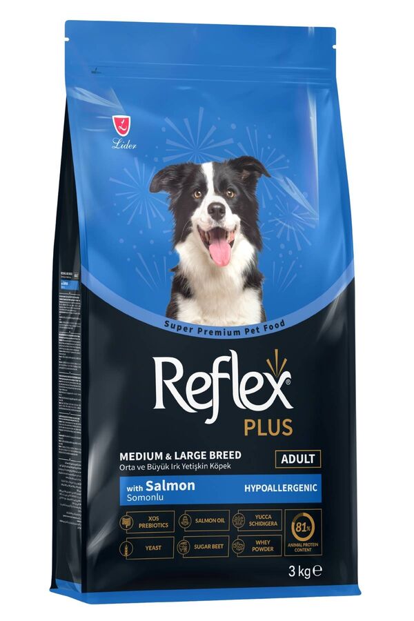 Reflex Plus Somonlu Orta ve Büyük Irk Yetişkin Köpek Maması 3kg