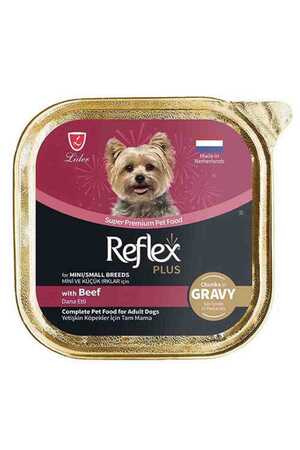REFLEX - Reflex Plus Sos İçinde Et Parçacıklı Dana Etli Mini ve Küçük Irk Yetişkin Köpek Konservesi 85gr