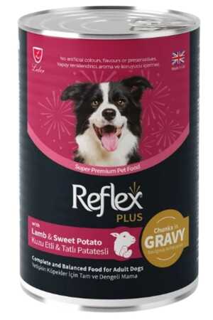 REFLEX - Reflex Plus Sos İçinde Et Parçacıklı Kuzu Etli ve Tatlı Patatesli Yetişkin Köpek Konservesi 400gr