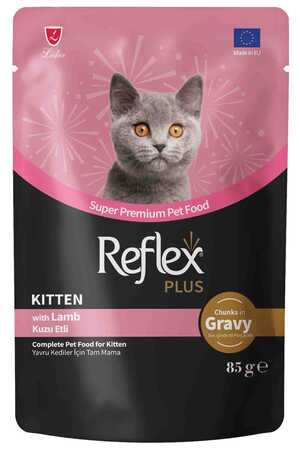 REFLEX - Reflex Plus Sos İçinde Et Parçacıklı Kuzu Etli Yavru Kedi Konservesi 85gr