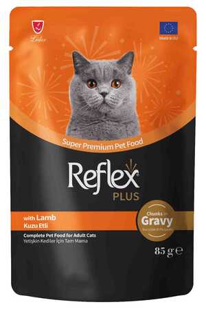 REFLEX - Reflex Plus Sos İçinde Et Parçacıklı Kuzu Etli Yetişkin Kedi Konservesi 85gr