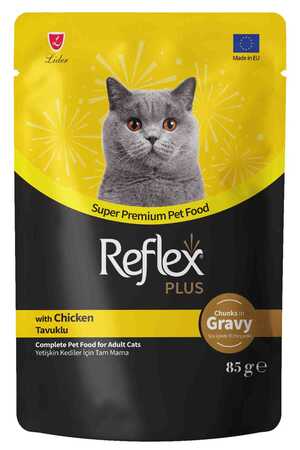 REFLEX - Reflex Plus Sos İçinde Et Parçacıklı Tavuklu Yetişkin Kedi Konservesi 85gr