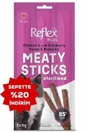 Reflex Plus Tavuklu ve Kızılcıklı Kısırlaştırılmış Kedi Ödül Çubuğu 3*5gr - Thumbnail