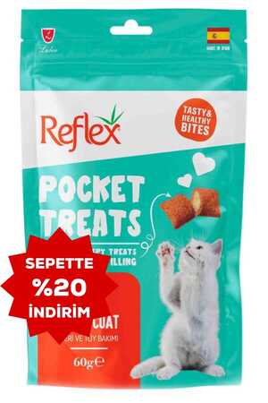 Reflex Pocket Treats Deri ve Tüy Bakımı Yetişkin Kedi Ödül Maması 60gr - Thumbnail