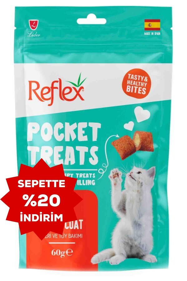Reflex Pocket Treats Deri ve Tüy Bakımı Yetişkin Kedi Ödül Maması 60gr