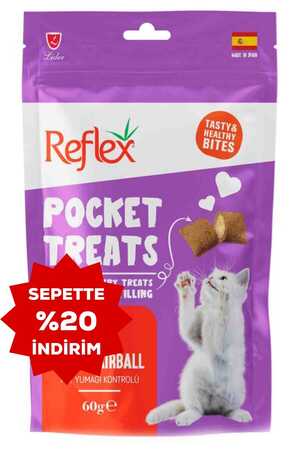 Reflex Pocket Treats Tüy Yumağı Kontrolü Yetişkin Kedi Ödül Maması 60gr - Thumbnail