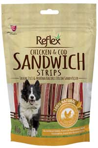 REFLEX - Reflex Tavuk Etli ve Morina Balıklı Dilim Sandviç Köpek Ödül Maması 80gr