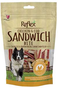 Reflex Tavuk Etli ve Morina Balıklı Lokma Sandviç Köpek Ödül Maması 80gr - Thumbnail