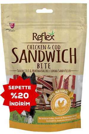 Reflex Tavuk Etli ve Morina Balıklı Lokma Sandviç Köpek Ödül Maması 80gr - Thumbnail