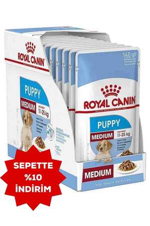 ROYAL CANIN - Royal Canin Orta Irk Yavru Köpek Konservesi 10x140gr
