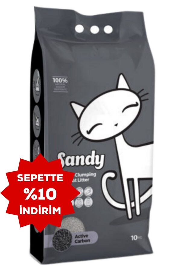 Sandy Aktif Karbonlu Tozsuz Topaklanan Sodyum Bentonit Gri Kedi Kumu 10kg