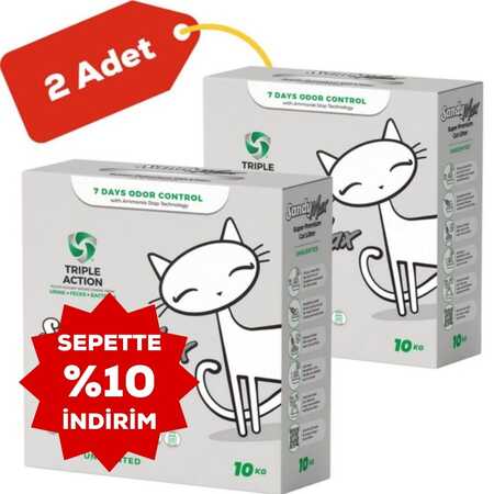 Sandy Max Triple Action Aktif Karbonlu Bentonit Kedi Kumu 10kg 2li Paket (10kg+10kg) - Thumbnail