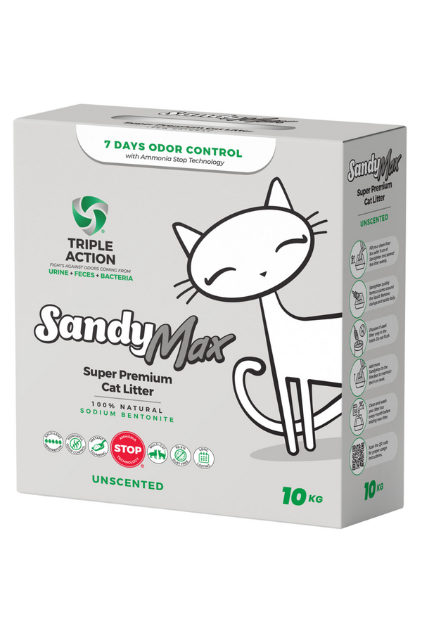 Sandy Max Triple Action Aktif Karbonlu Bentonit Kedi Kumu 10kg