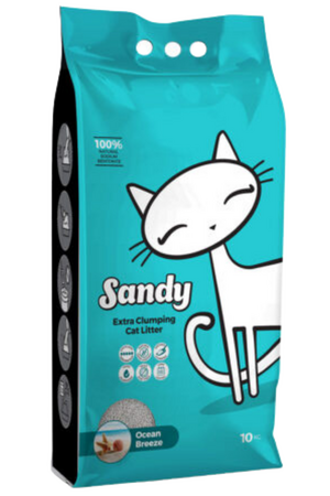 SANDY - Sandy Ocean Breeze Okyanus Kokulu Ekstra Topaklanan Sodyum Bentonit Kedi Kumu 10 Kg