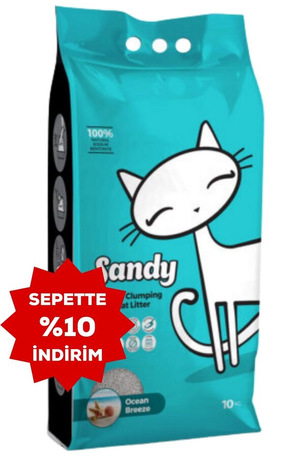 Sandy Ocean Breeze Okyanus Kokulu Ekstra Topaklanan Sodyum Bentonit Kedi Kumu 10 Kg