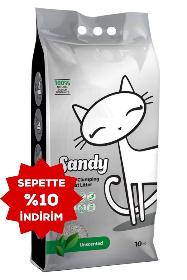 Sandy Parfümsüz Ekstra Topaklanan Sodyum Bentonit Kedi Kumu 10kg