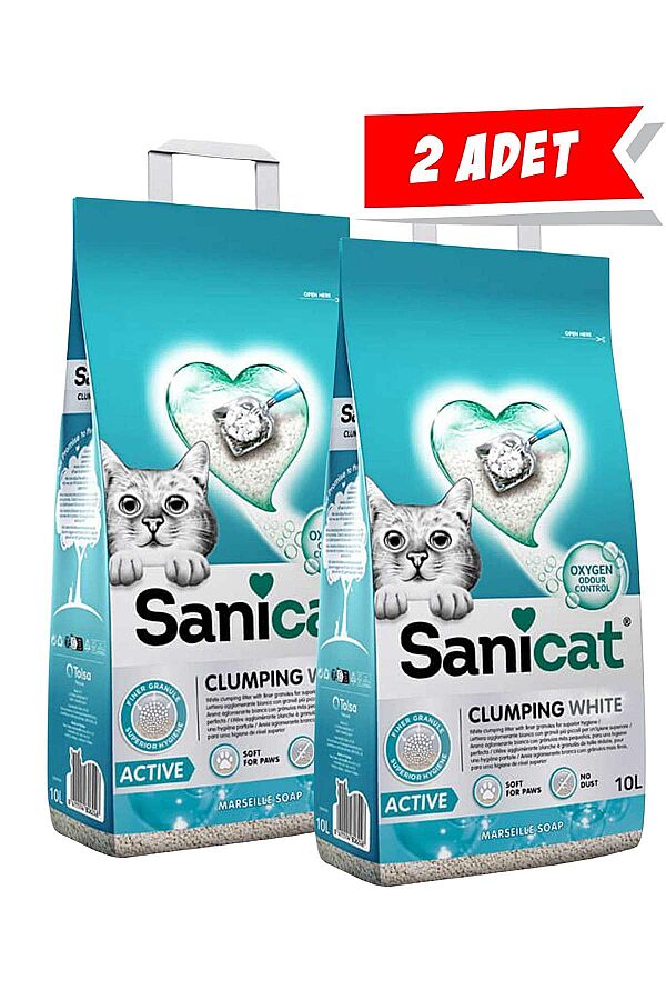 SaniCat Active Aktif Oksijenli Dezenfektan Marsilya Sabun Kokulu Kedi Kumu 10lt (2 Adet) - 1
