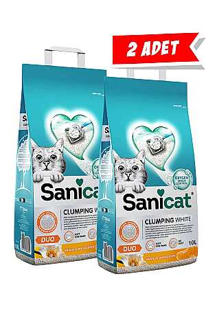 SaniCat Duo Vanilya ve Mandalina Kokulu Kedi Kumu 10lt (2 Adet)