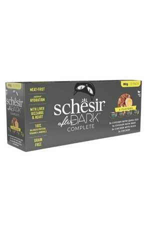 SCHESIR - Schesir After Dark Complete Et Suyunda Yetişkin Kedi Konservesi Çeşit Paketi 12x80gr