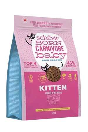 Schesir Born Carnivore Baby Tavuklu ve Yumurtalı Yavru Kedi Maması 1,25kg - Thumbnail