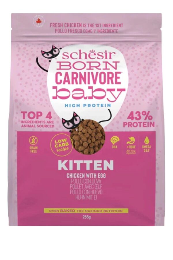 Schesir Born Carnivore Baby Tavuklu ve Yumurtalı Yavru Kedi Maması 255g