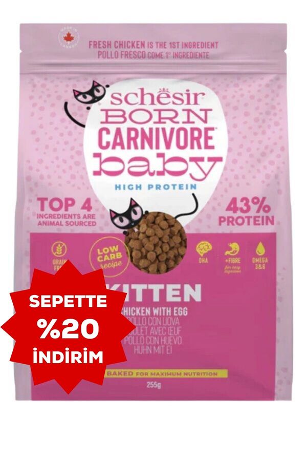 Schesir Born Carnivore Baby Tavuklu ve Yumurtalı Yavru Kedi Maması 255g