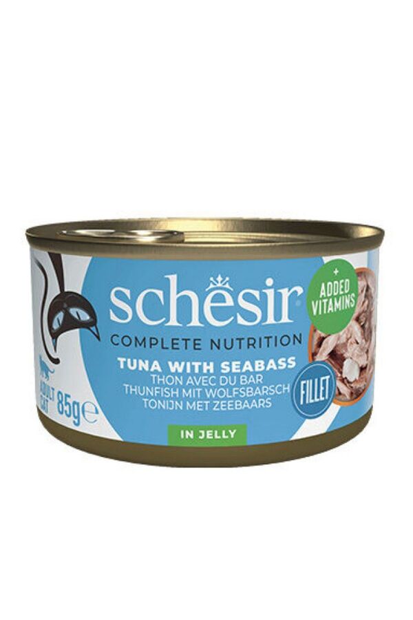 Schesir Cat Jelly Ton Balıklı ve Levrekli Balıklı Yetişkin Kedi Konservesi 85gr - 1