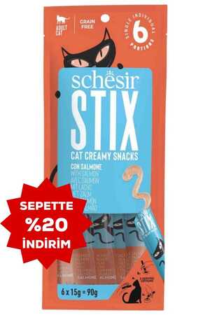 Schesir Cat Stix Somon Balıklı Krema Kedi Ödülü 6x15gr - Thumbnail