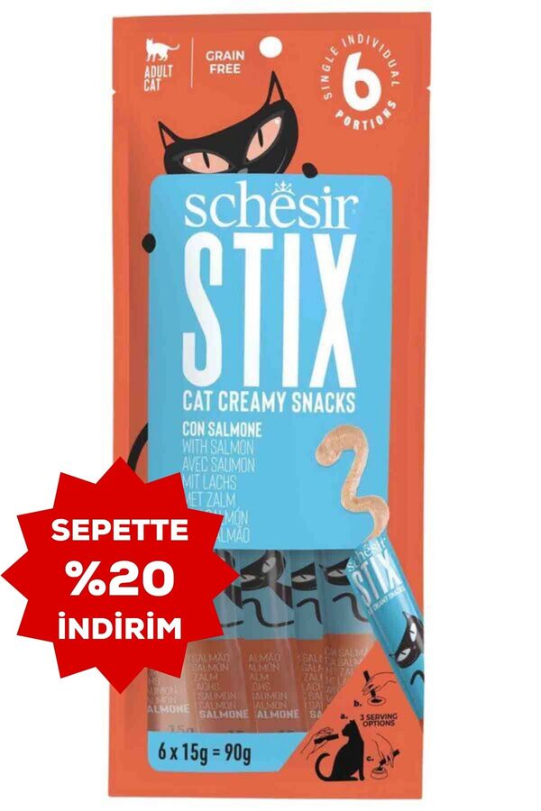 Schesir Cat Stix Somon Balıklı Krema Kedi Ödülü 6x15gr