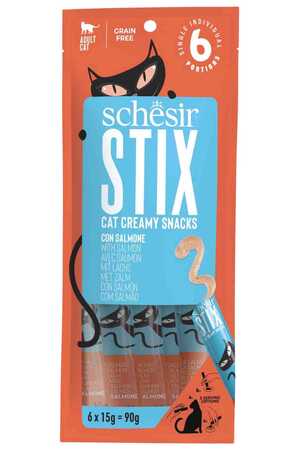 SCHESIR - Schesir Cat Stix Somon Balıklı Krema Kedi Ödülü 6x15gr