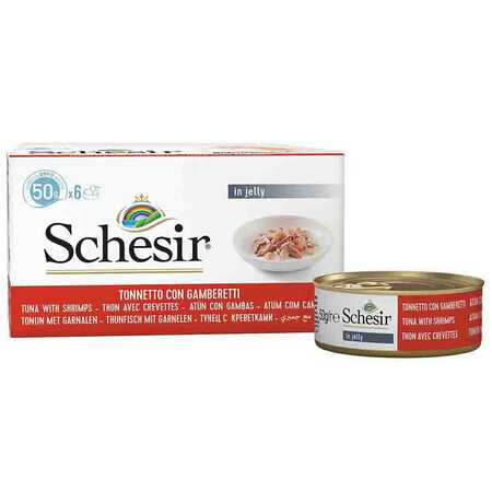 SCHESIR - Schesir Jöle İçinde Karidesli ve Ton Balıklı Yetişkin Kedi Konservesi 6x50gr