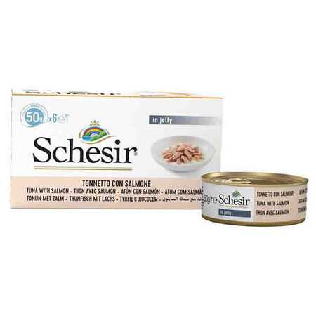 SCHESIR - Schesir Jöle İçinde Somonlu ve Ton Balıklı Yetişkin Kedi Konservesi 6x50gr