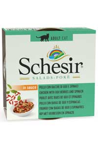 SCHESIR - Schesir Salads Poke Tavuklu, Gojiberry ve Ispanaklı Kedi Salatası 85gr