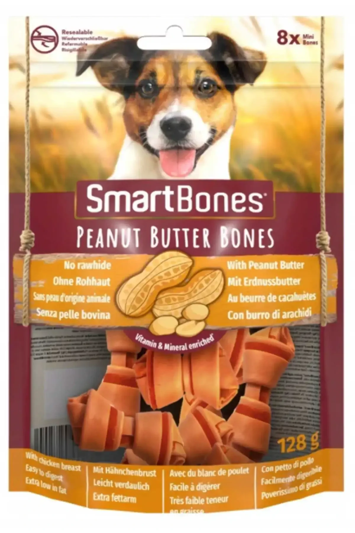 SMARTBONES - SmartBones Küçük Irk Köpekler için Tavuk ve Fıstık Ezmeli Ödül Kemiği (8li) 128gr SMARTBONES - SmartBones Küçük Irk Köpekler için Tavuk ve Fıstık Ezmeli Ödül Kemiği (8li) 128gr