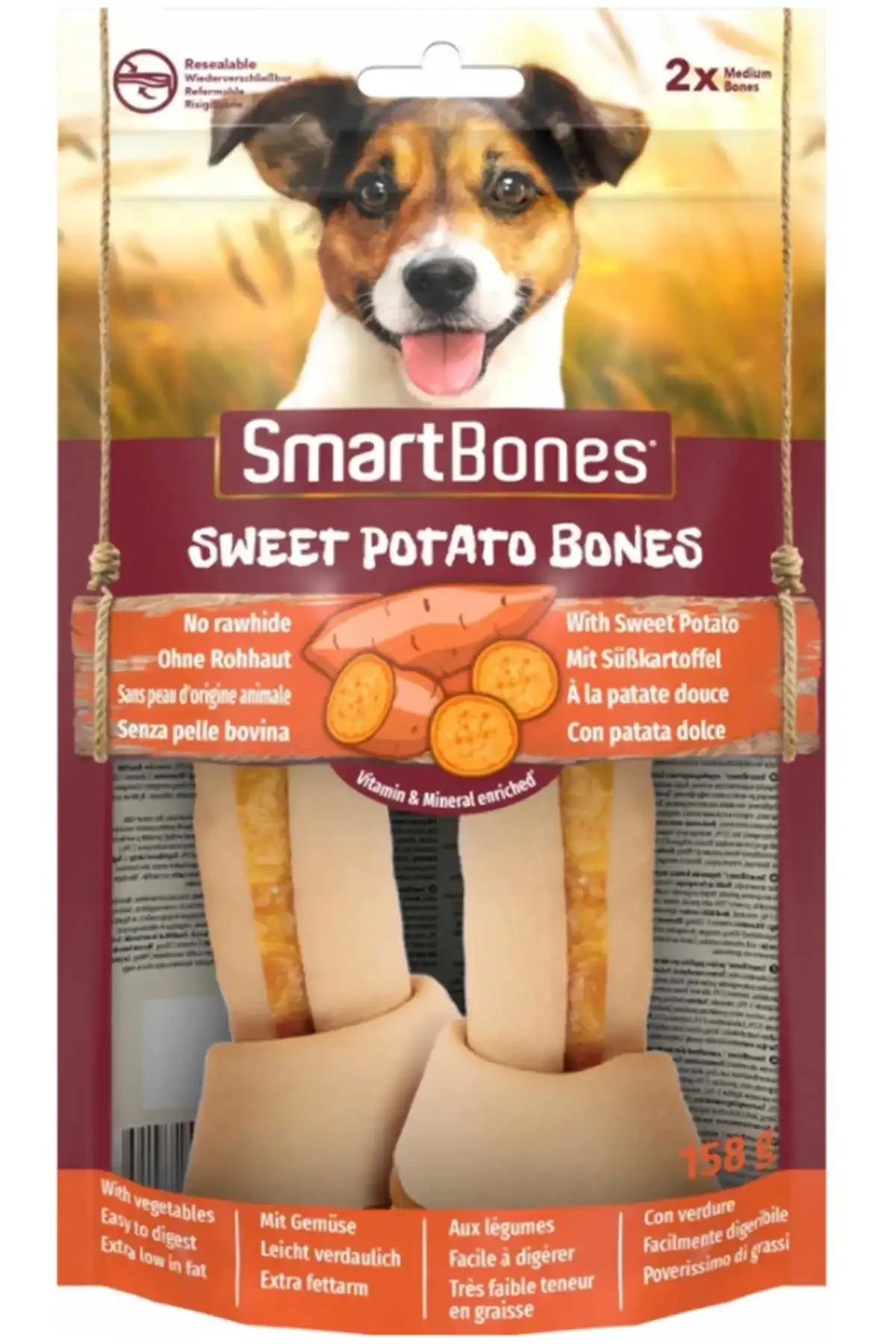 SMARTBONES - Smartbones Orta Irk Köpekler için Tatlı Patatesli Ödül Kemiği (2li) 158gr