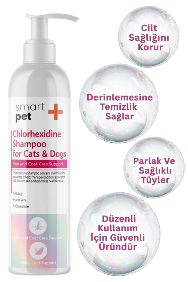 SmartPet + Clorhexidine Kedi ve Köpekler için Kaşıntı ve Tahriş Giderici Şampuan 250ml