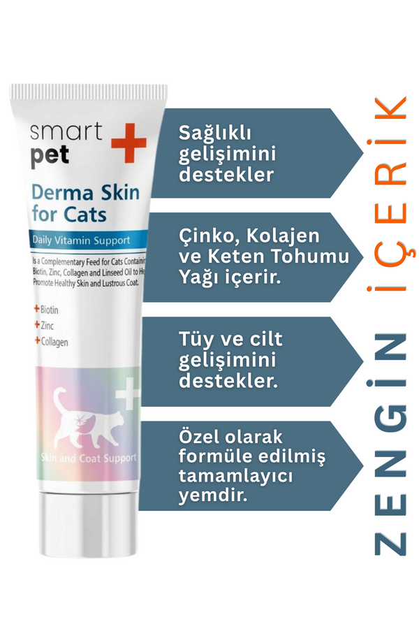 SmartPet + Derma Skin Sensitive Skin Tüy Sağlığı Destekleyici Kedi Macunu 100gr
