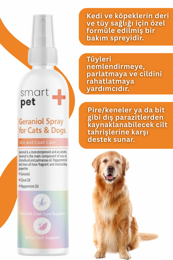 SmartPet + Geraniol Deri ve Tüy Bakım Spreyi 100ml