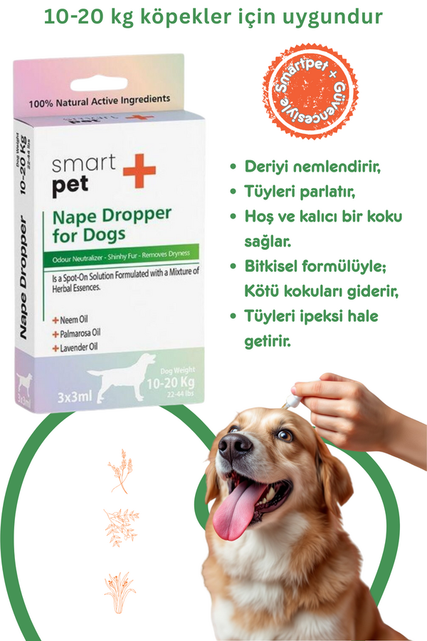 Smartpet + 10-20kg Köpekler İçin Deri Bakım Ense Damlası 3x3ml