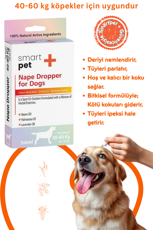 Smartpet + 40-60kg Köpekler İçin Deri Bakım Ense Damlası 3x6ml