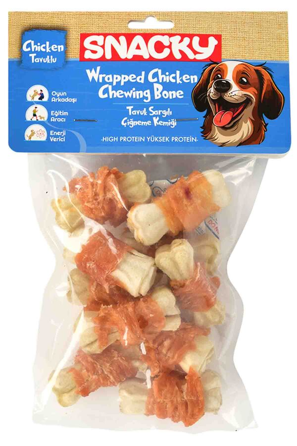 Snacky Beyaz Tavuk Sargılı Köpek Ödülü 5 cm 10lu