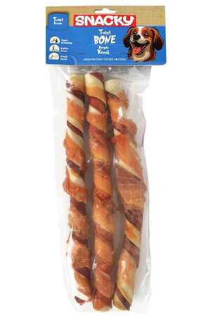 SNACKY - Snacky Çift Renkli Tavuklu Köpek Ödülü 25cm 3lü