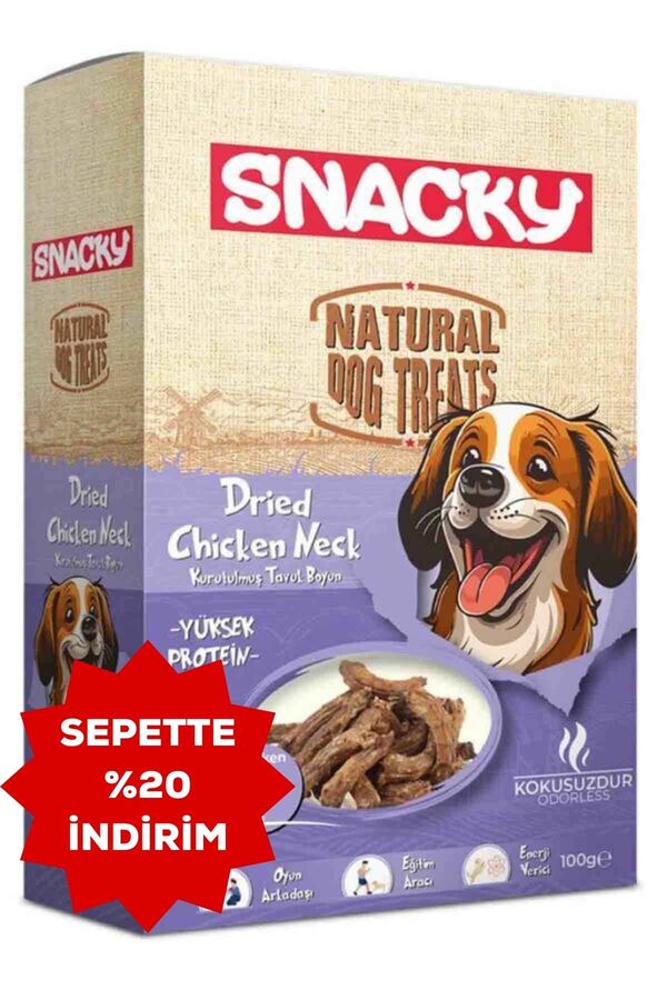 Snacky Kurutulmuş Tavuk Boyun Köpek Ödül Maması 100gr