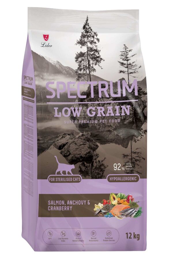 Spectrum Düşük Tahıllı Somon Hamsi ve Yaban Mersinli Kısırlaştırılmış Kedi Maması 12kg
