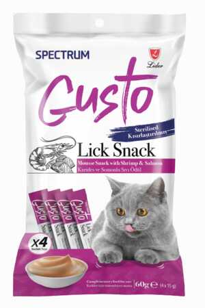SPECTRUM - Spectrum Gusto Karidesli ve Somonlu Kısırlaştırılmış Sıvı Kedi Ödül Maması 60gr