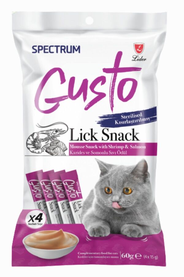 Spectrum Gusto Karidesli ve Somonlu Kısırlaştırılmış Sıvı Kedi Ödül Maması 60gr