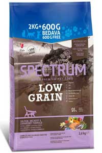 Spectrum Düşük Tahıllı Somonlu Hamsili Kızılcıklı Kısırlaştırılmış Kedi Maması 2kg+600gr