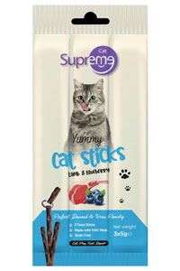 SUPREME - Supreme Cat Kuzu Ve Yaban Mersinli Ödül Çubuk 3x5gr SUPREME - Supreme Cat Kuzu Ve Yaban Mersinli Ödül Çubuk 3x5gr