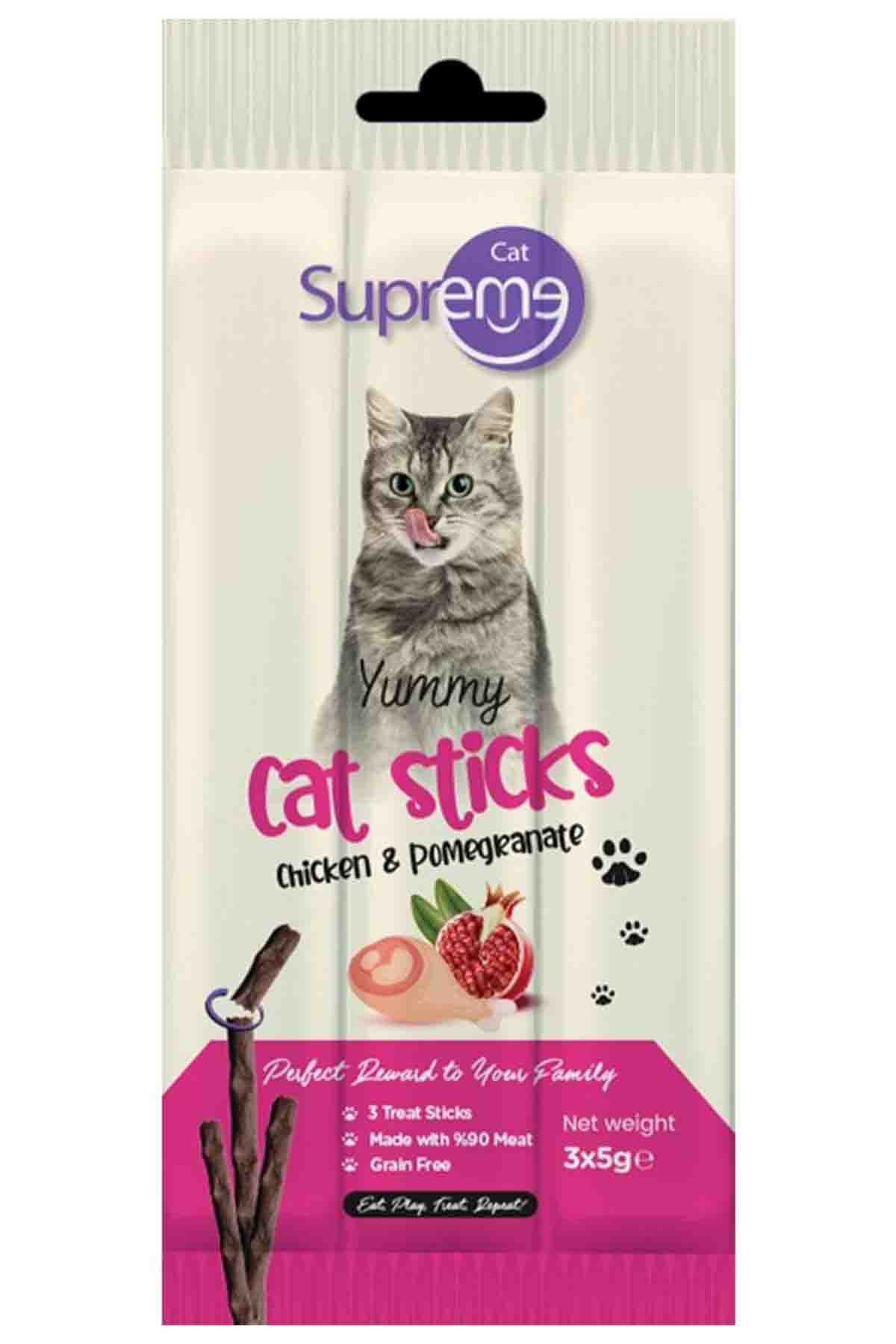 Supreme Cat Tavuklu Ve Narlı Ödül Çubuk 3x5gr Supreme Cat Tavuklu Ve Narlı Ödül Çubuk 3x5gr