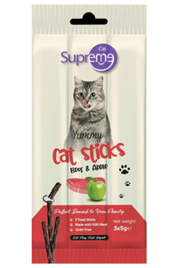 SUPREME - Supreme Cat Sığır Etli Ve Elmalı Ödül Çubuk 3X5gr SUPREME - Supreme Cat Sığır Etli Ve Elmalı Ödül Çubuk 3X5gr